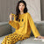 SOFT COTTON PJ SET SMILEY POLKA DOT - MUSTARD