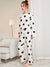 HN-BLACK AND WHITE DOTED PRINTED NIGHT SUIT