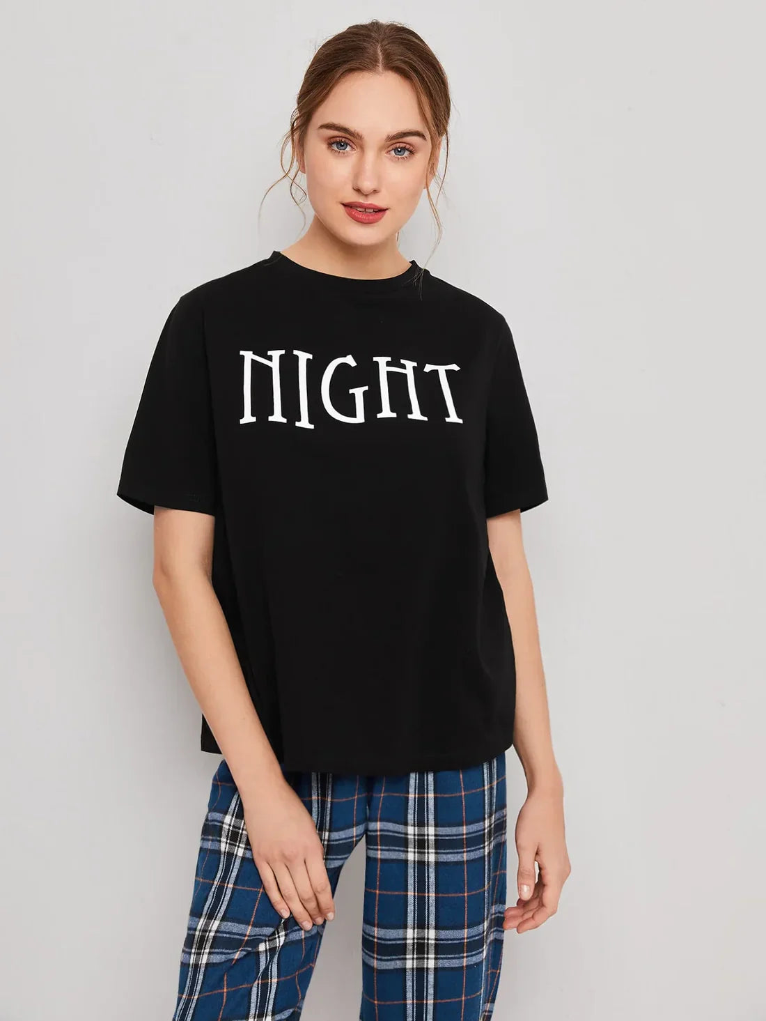 HN-BLACK NIGHT PRINTED NIGHT SUIT