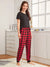 HN-CHECKERED PAJAMA HEART PRINTED NIGHT SUIT