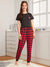 HN-CHECKERED PAJAMA HEART PRINTED NIGHT SUIT