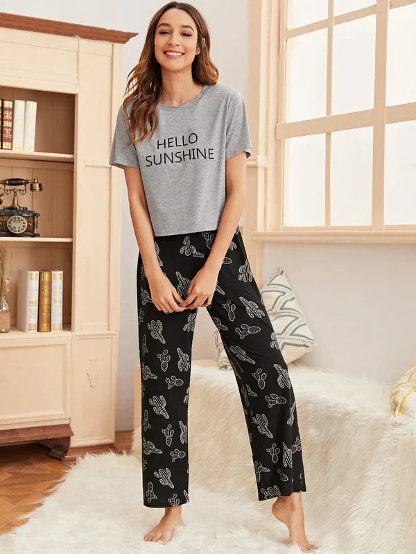 HN-HELLO SUNSHINE PRINTED NIGHT SUIT