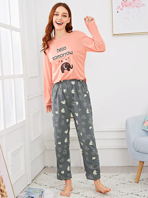 HN-HELLO TOMORROW PRINTED NIGHT SUIT