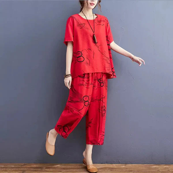 HN-RED RING CAPRI PRINTED NIGHT SUIT