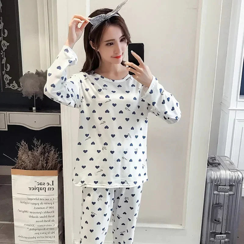 HN-WHITE HEARTS PRINTED NIGHT SUIT