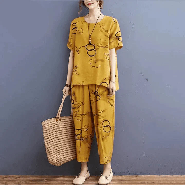 HN-YELLOW RING CAPRI PRINTED NIGHT SUIT