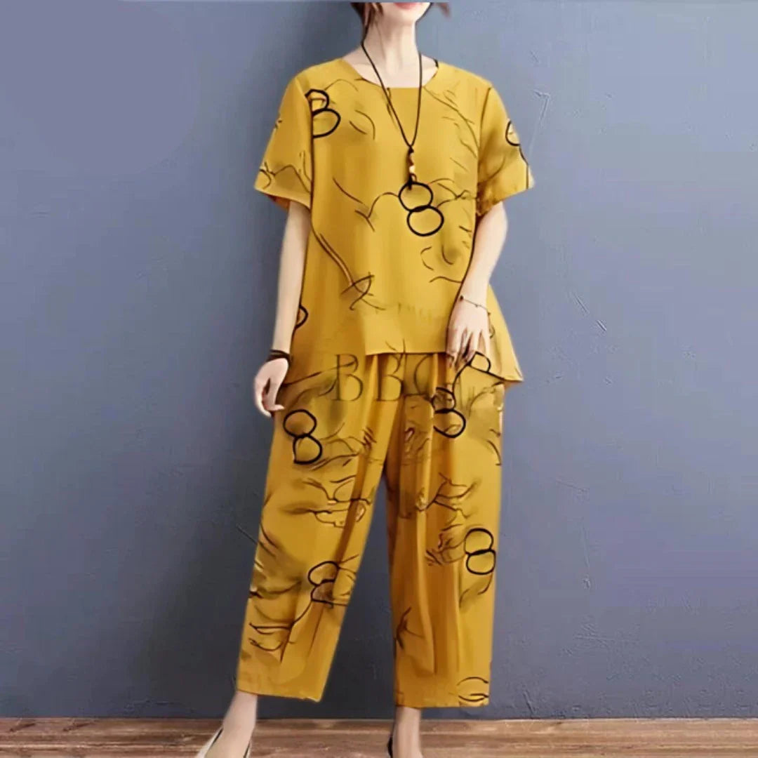 HN-YELLOW RING CAPRI PRINTED NIGHT SUIT