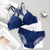 Fancy Front Opening Butterfly Bra Set With Bra Panty For Girls & Women - Blue - 32/70 - Blue