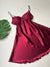 Burgundy Guipure Detailed 6-Piece Satin Nightgown Dressing Gown Set